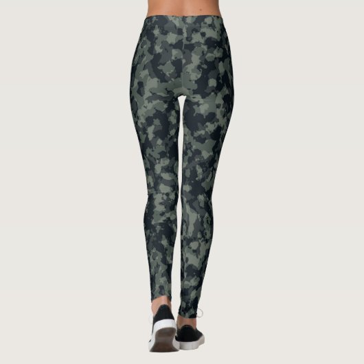 Custom Gray and Black Camouflage Leggings (Rückseite)