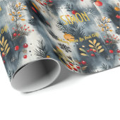 Custom Gray and Gold Weihnachtsschmuck Geschenkpapier (Rolleneckpunkt)