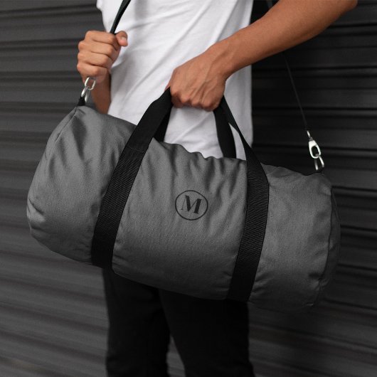 Custom Gray Black Monogram Initial Sport Gym Duffle Bag