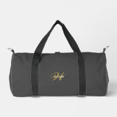Custom Gray Black Monogram Initial Sport Gym Duffle Bag (Vorderseite)
