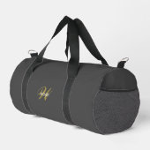Custom Gray Black Monogram Initial Sport Gym Duffle Bag (Rechte Ecke)