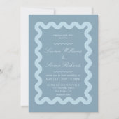 Custom Gray Blue Billows Border Wedding Einladung (Vorderseite)
