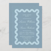 Custom Gray Blue Billows Border Wedding Einladung (Vorne/Hinten)