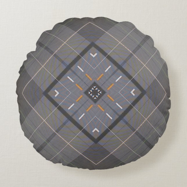 Custom Gray Blue designed Round Pillow Rundes Kissen (Vorderseite)