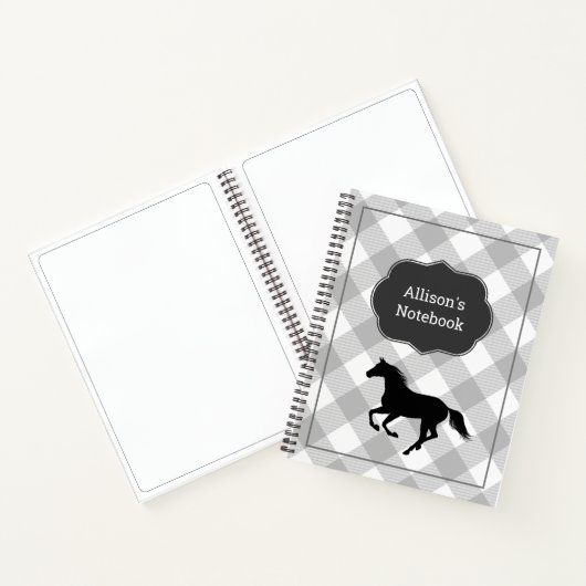 Custom Gray Buffalo Kariert Horse Pony Notizblock (Innenseite)