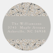 Custom Gray Elegante Weihnachts-Rücksendeadresse Runder Aufkleber (Vorderseite)