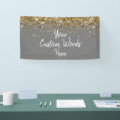 Custom Gray Grey & Gold Birthday Party Photo Booth Banner (Messe)