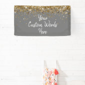 Custom Gray Grey & Gold Birthday Party Photo Booth Banner (InSitu)