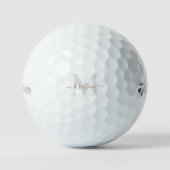 Custom Gray Monogram & Gold Script Name TaylorMade Golfball (Vorderseite)