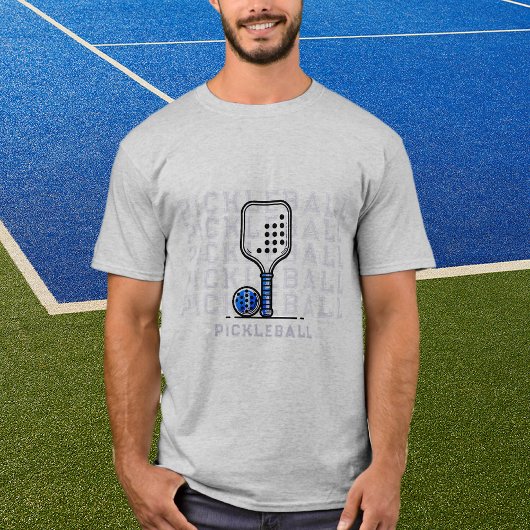 Custom Gray Pickleball Add Name Graphic T - Shirt