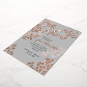 Custom Gray Pink Elegant Bloral Blubing Party Folieneinladung (Gedreht)