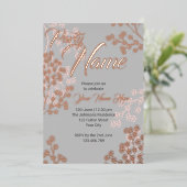 Custom Gray Pink Elegant Bloral Blubing Party Folieneinladung (Stehend vorne)