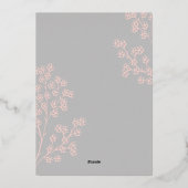 Custom Gray Pink Elegant Bloral Blubing Party Folieneinladung (Rückseite)