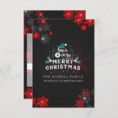 Custom Gray Red Glitzer Glitzern Frohe Weihnachten Einladung (Vorne/Hinten)