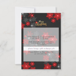 Custom Gray Red Glitzer Glitzern Frohe Weihnachten Einladung