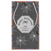 Custom Gray Spiders & Halloween Kariert Kleine Geschenktüte (Rückseite)