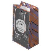 Custom Gray Spiders & Halloween Kariert Kleine Geschenktüte (Vorderseite Schrägansicht)