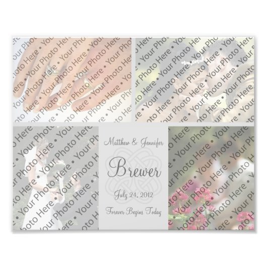 Custom Gray Wedding Foto Collage Print mit Text (Vorne)