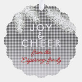 Custom Gray White Kariert Gingham Pattern Ornament Karte (Rückseite)