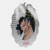 Custom Gray White Kariert Gingham Pattern Ornament Karte (Rechts)