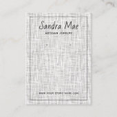 Custom Gray White Linen Look Jewelry Display Card Visitenkarte (Vorderseite)