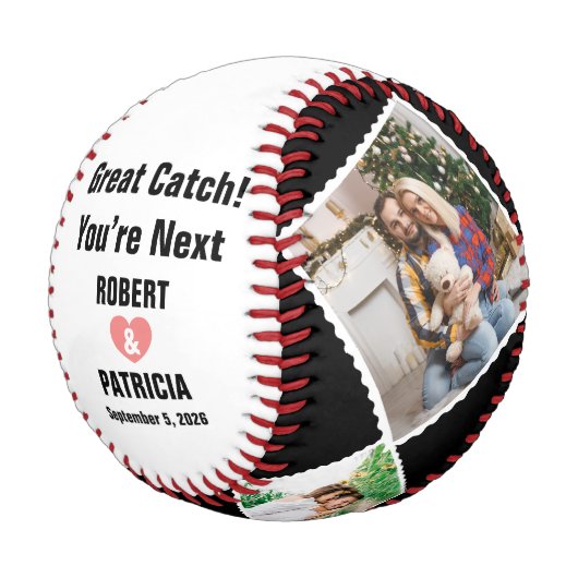 Custom Great Catch Sie sind Nächstes Paar Name & F Baseball (Schrägansicht)