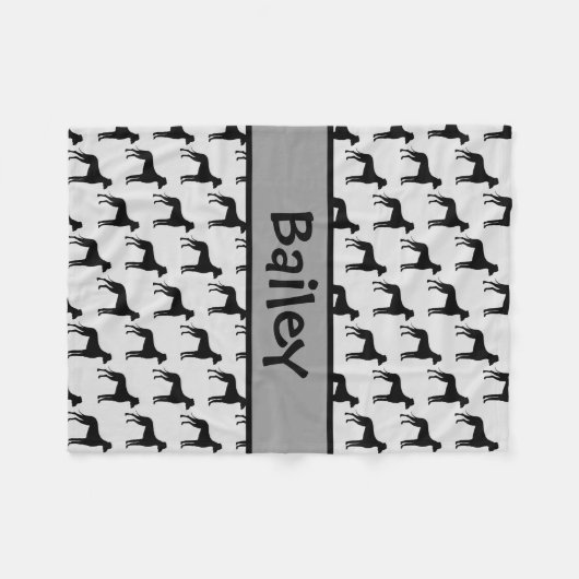 Custom Great Dane Hund Silhouette Fleecedecke (Vorderseite (Horizontal))