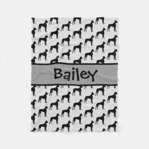 Custom Great Dane Hund Silhouette Fleecedecke