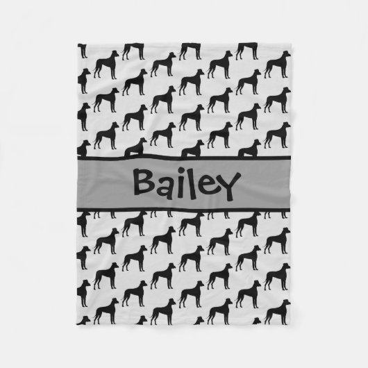 Custom Great Dane Hund Silhouette Fleecedecke (Vorderseite)