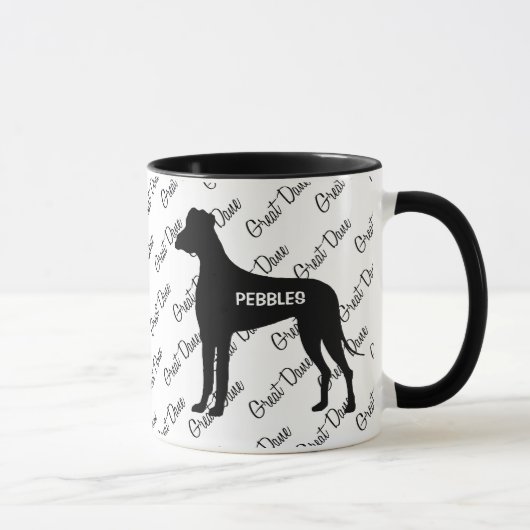 CUSTOM Great Dane Hund Silhouette Tasse (Rechts)