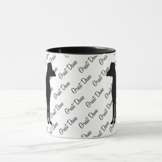 CUSTOM Great Dane Hund Silhouette Tasse (Zentrum)