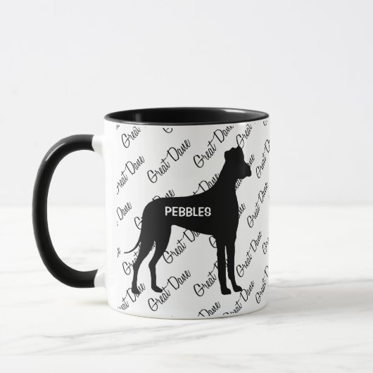 CUSTOM Great Dane Hund Silhouette Tasse (Links)