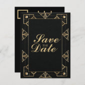 Custom Great Gatsby 1920s Save the Date Postcard Ankündigungspostkarte (Vorne/Hinten)