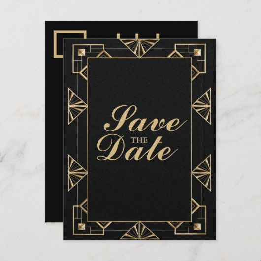 Custom Great Gatsby 1920s Save the Date Postcard Ankündigungspostkarte (Vorne/Hinten)