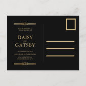 Custom Great Gatsby 1920s Save the Date Postcard Ankündigungspostkarte (Rückseite)