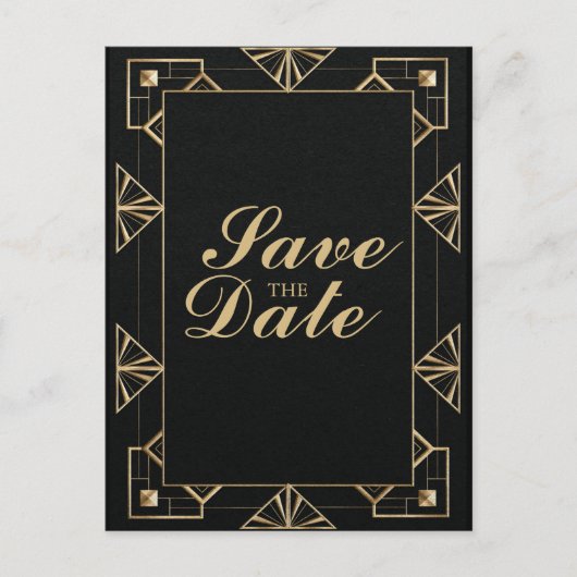 Custom Great Gatsby 1920s Save the Date Postcard Ankündigungspostkarte (Vorderseite)