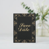 Custom Great Gatsby 1920s Save the Date Postcard Ankündigungspostkarte (Stehend Vorderseite)