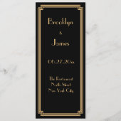 Custom Great Gatsby Art Deco Black Wedding Menü Menükarte (Rückseite)