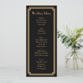 Custom Great Gatsby Art Deco Black Wedding Menü Menükarte (Stehend Vorderseite)