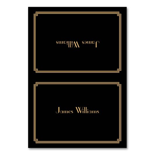 Custom Great Gatsby Art Deco Schwarze Platzkarten Tischnummer (Vorderseite)