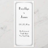 Custom Great Gatsby Art Deco Silver Wedding Menü Menükarte (Rückseite)
