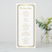 Custom Great Gatsby Art Deco White Wedding Menü Menükarte (Stehend Vorderseite)