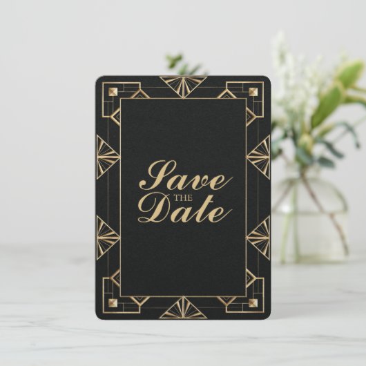 Custom Great Gatsby Save the Date Einladung (Stehend Vorderseite)