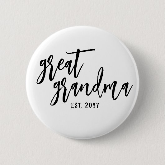 Custom Great Oma Est. Moderne Skripttypografie Button (Vorderseite)