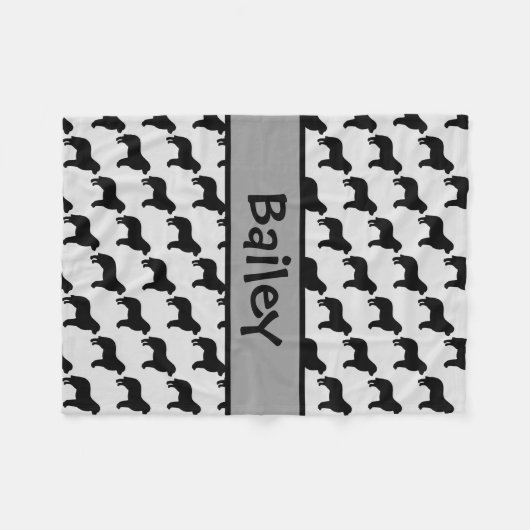 Custom Great Pyrenäen Hund-Silhouette Fleecedecke (Vorderseite (Horizontal))