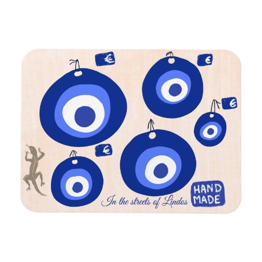 Custom Greek evil eye illustration with lizzard  Magnet (Horizontal)