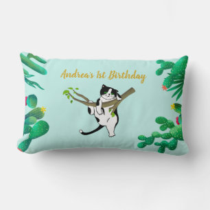 Custom Green 1. Geburtstag Katzengrüne Kinder Lendenkissen