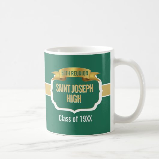 Custom Green 50th Class Reunion Favor Mug Kaffeetasse (Rechts)