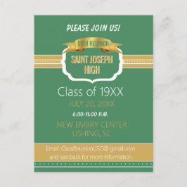 Custom Green 50th Class Reunion Invite Postkarte