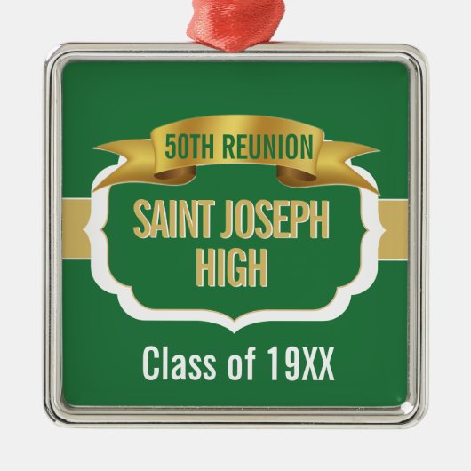 Custom Green 50th Class Reunion Ornament Aus Metall (Vorne)